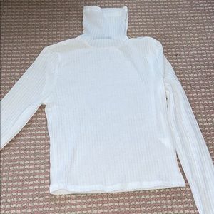 White ribbed turtle neck